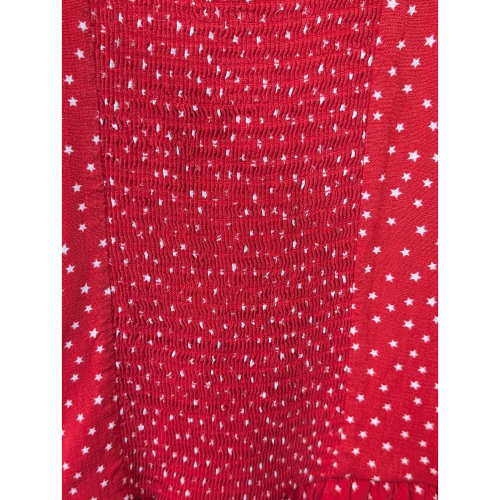 Wild Fable Red Star Print Tie Front Mini Dress Womens Medium Smocked Back - Picture 9 of 11